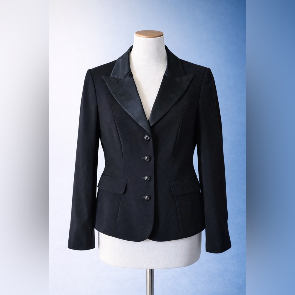 Talbots Black Blazer Womens‎ 14 Jeweled Buttons Satin Lined Suit Jacket